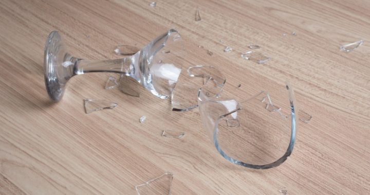 Be careful of broken glass