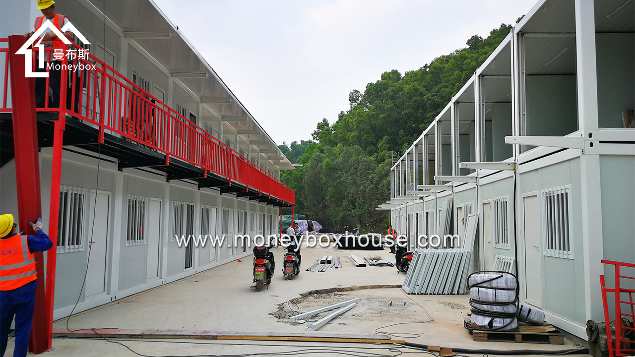 China supplier luxury two storeys flat pack container house for construction site offices