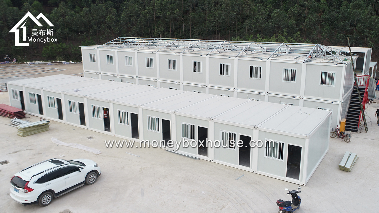 China supplier luxury two storeys flat pack container house for construction site offices