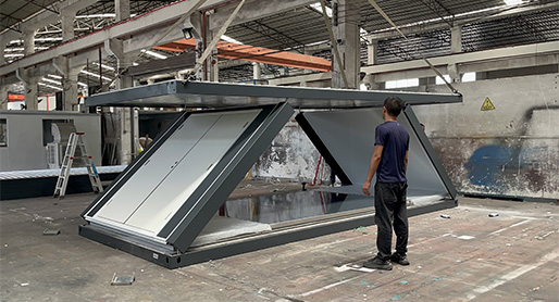 Foldable container houses for camping accommodation