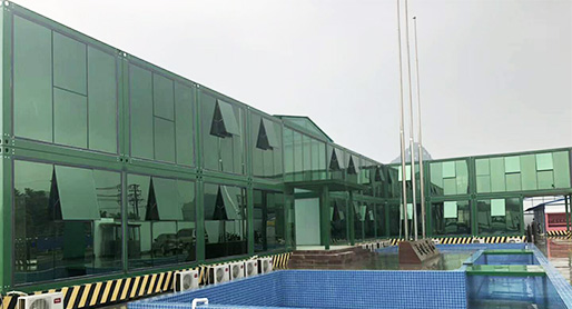 luxury green container house glass wall office buildings